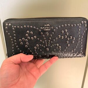 Coach Black Wallet with Silver Studs